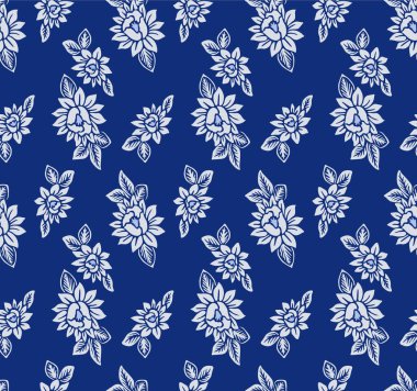 Japon Bahçe Çiçeği Yaprak Vektörü Kusursuz Desen