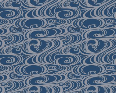 Japon Kıvrımlı Okyanus Dalga Vektörü Kusursuz Desen