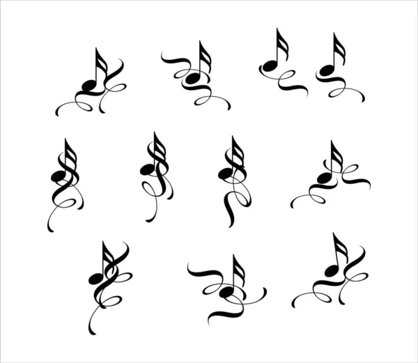 Curl Decor Element Music Notes Design — Stock vektor