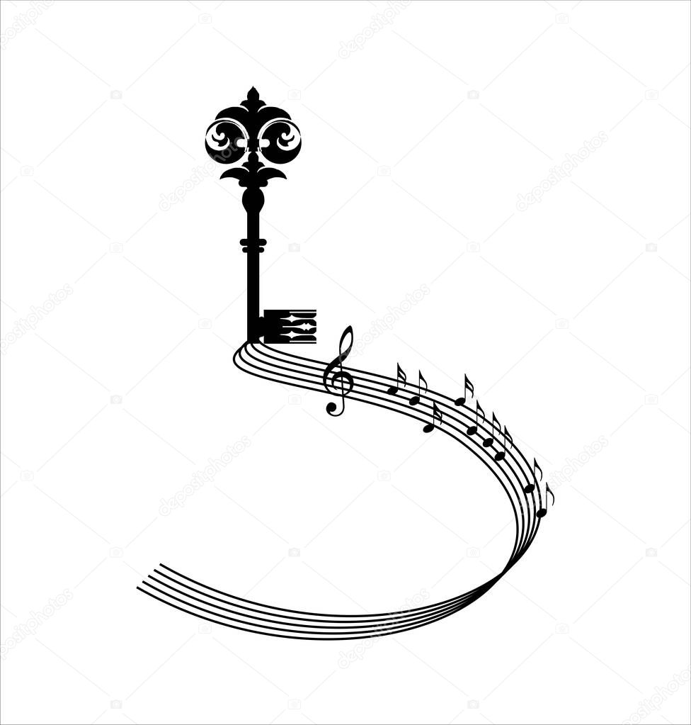  Decorative key with melody notes