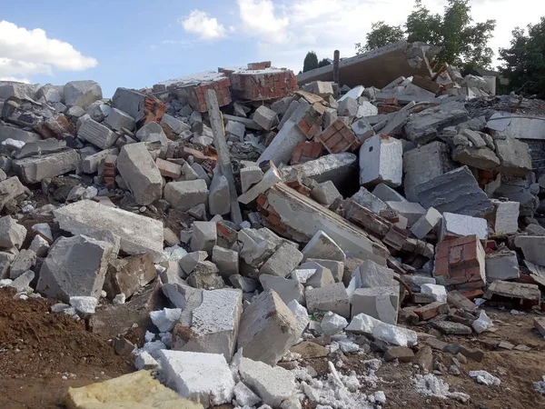 Verwoeste Gebouwen Aardbeving Puin Puin Stortplaats — Stockfoto