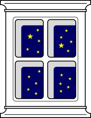 Gece penceresi izole vektör simgesi 