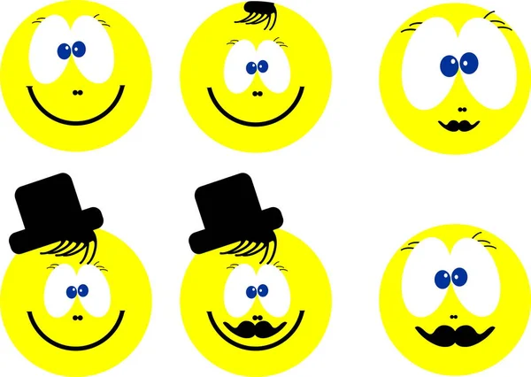 Yellow Smile Icon Set — Stock Vector