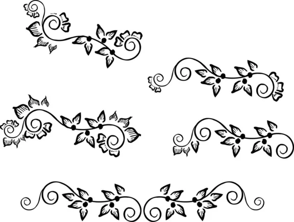 Decoratieve Grafische Scroll Element Met Bloemen Voor Het Ontwerp — Stockvector