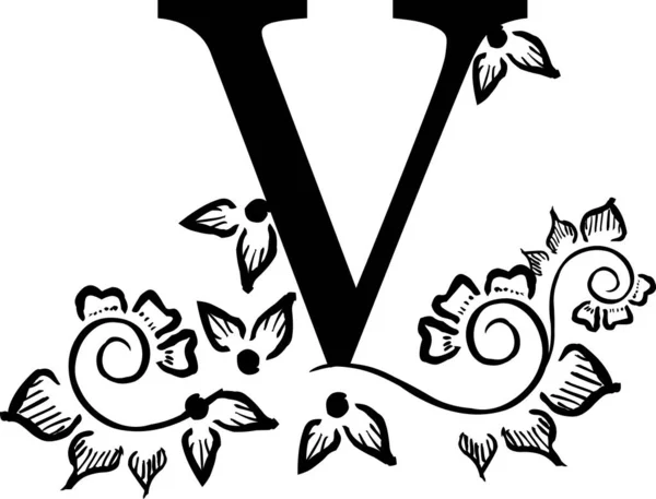 Dekorativní Písmeno Vzory Květy — Stockový vektor