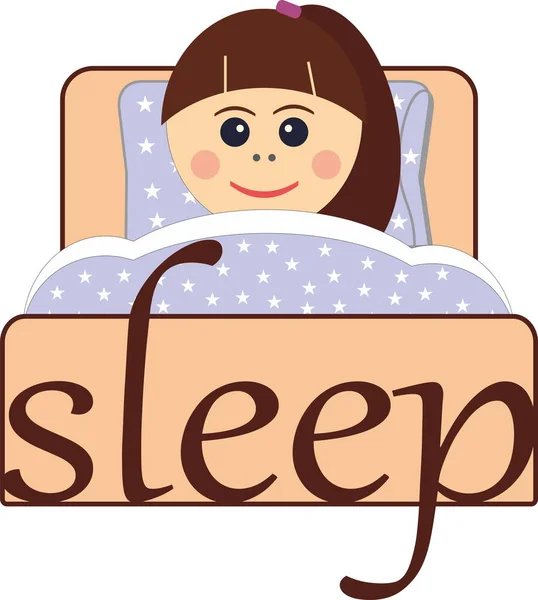 Niña Durmiendo Cama Hora Dormir — Vector de stock