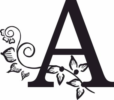  Süslü A harfi desenli ve çiçekli.