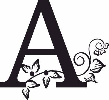  Süslü A harfi desenli ve çiçekli.