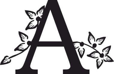  Süslü A harfi desenli ve çiçekli.