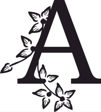  Süslü A harfi desenli ve çiçekli.