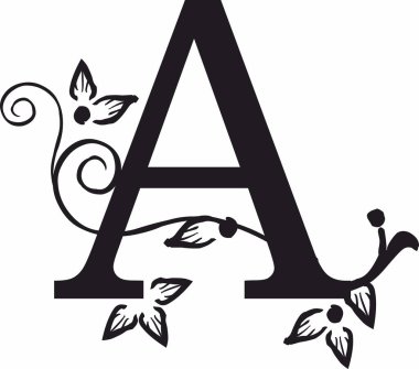  Süslü A harfi desenli ve çiçekli.