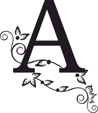  Süslü A harfi desenli ve çiçekli.