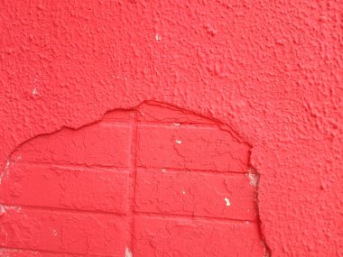 Kırmızı boya eski çatlamış beton arka plan, çimento duvar arka plan