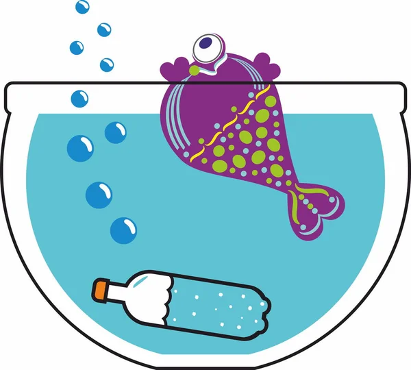 Fish Plastic Bottle Aquarium Ecology Concept — Stock Vector