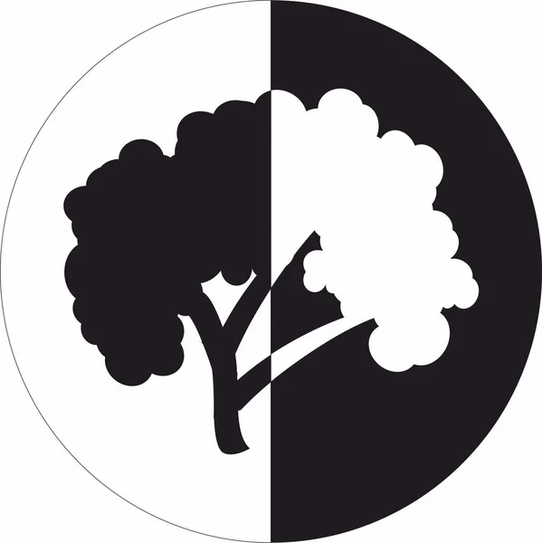 Arbre Graphique Noir Icône Ronde Symbole — Image vectorielle