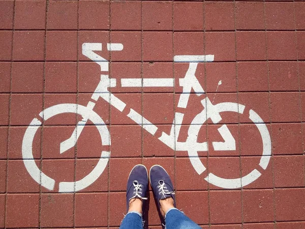 自転車道のバイカール道路標識 — ストック写真