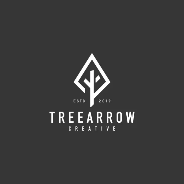 Arrow Tree Logo Projekt Ilustracji Wektorowych Ciemnym Tle — Wektor stockowy