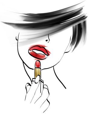 Kroki, Genç kız makyaj yüzüne koyar