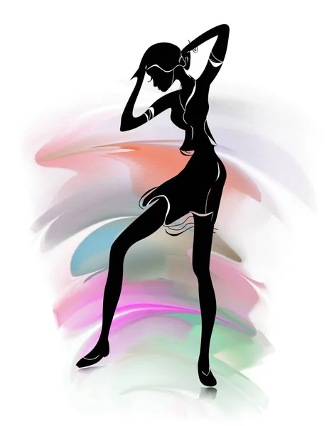 Sketch Female Silhouette Beautiful Dancing Girl — Stock Photo, Image