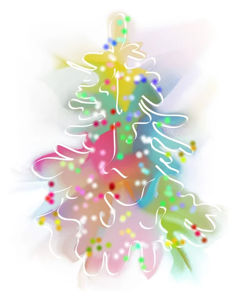 Karácsonyi Üdvözlőlap Ünnepi Karácsonyfa — Stock Fotó