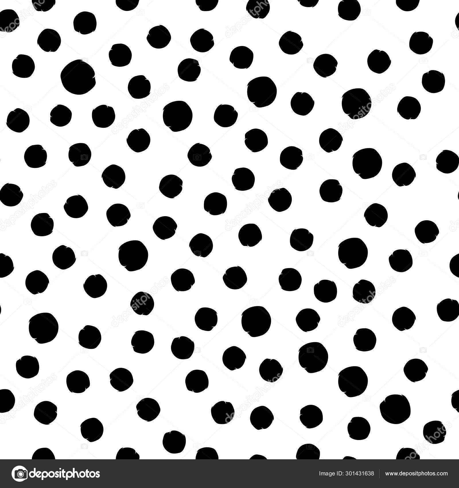 Black Dots White Background Abstract Black White Seamless Pattern Stock