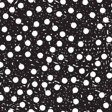 Grunge siyah arka plan üzerinde beyaz nokta. Soyut siyah beyaz dikişsiz desen. 
