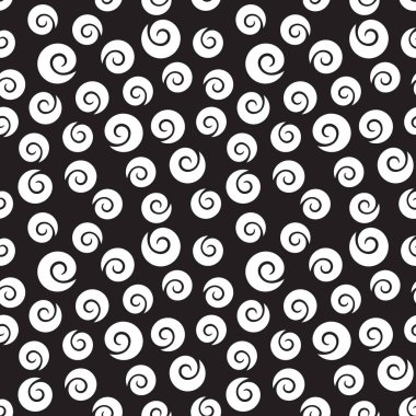 Siyah arka plan üzerinde beyaz spiraller ile soyut desen
