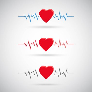Kardiyogram simge seti. Kalp atışı vektör simgesi. Kardiyoloji sağlık.
