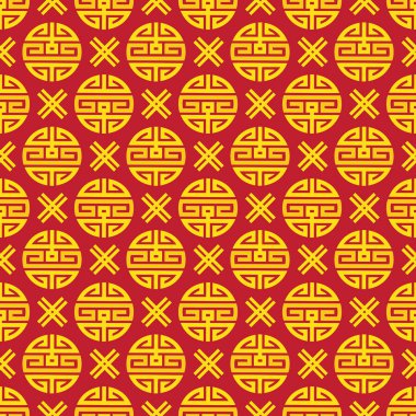 Şans, Zenginlik Ve Uğurluluk Geleneksel Semboller Dikişsiz Asya Desen. 