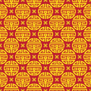 Şans, Zenginlik Ve Uğurluluk Geleneksel Semboller Dikişsiz Asya Desen. 