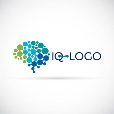 Laboratuvar beyin logosu dairelerden yapılmış. Beyin logosu tasarım şablonu. 