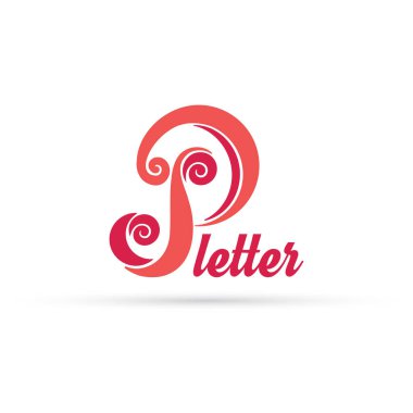 P Harfi Logosu. Zarif Harf Tipi P Logo İşaret ikon simgesi. 