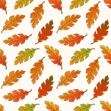 Kuzey kırmızı meşe yaprakları desen. Meşe sonbahar vektör desen yaprakları