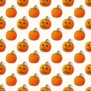 Jack o fener oyma kabakile Halloween vektör arka plan. 