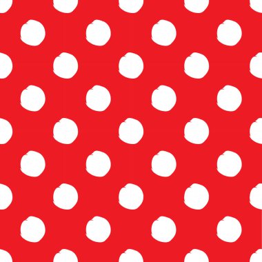 Dikişsiz el çizilmiş Polka kırmızı arka plan nokta. Elle çizilmiş noktalı klasik desen