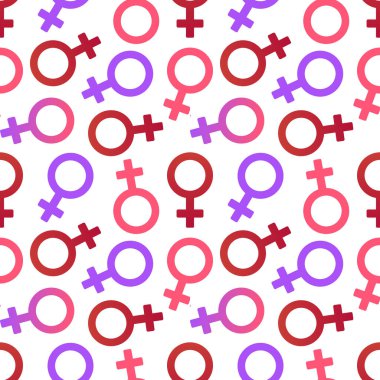 Venüs sembolü Dikişsiz desen arka plan. Kadın ve kız işareti vektör illüstrasyon. 