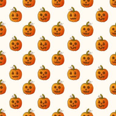 Jack o fener oyma kabakile Halloween vektör arka plan. 