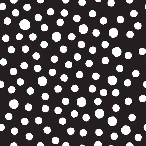 Witte Stippen Grunge Zwarte Achtergrond Abstract Zwart Wit Naadloze Patroon — Stockvector