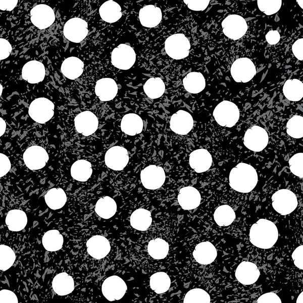 Witte Stippen Grunge Zwarte Achtergrond Abstract Zwart Wit Naadloze Patroon — Stockvector