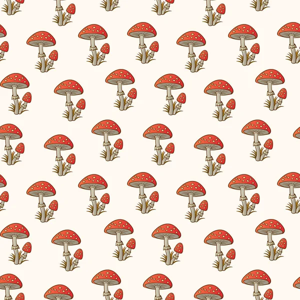 Amanita Rote Pilze Vektormuster Illustration Zum Giftpilz — Stockvektor