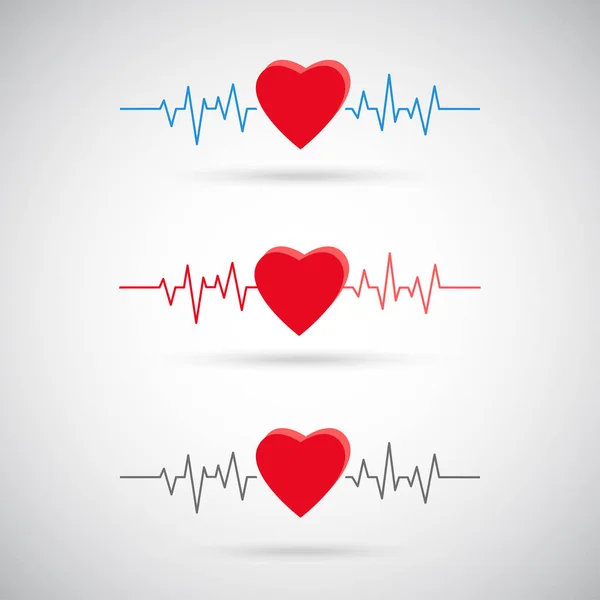 Cardiogram Icon Set Heartbeat Vector Icon Cardiology Healthcare — Stock Vector