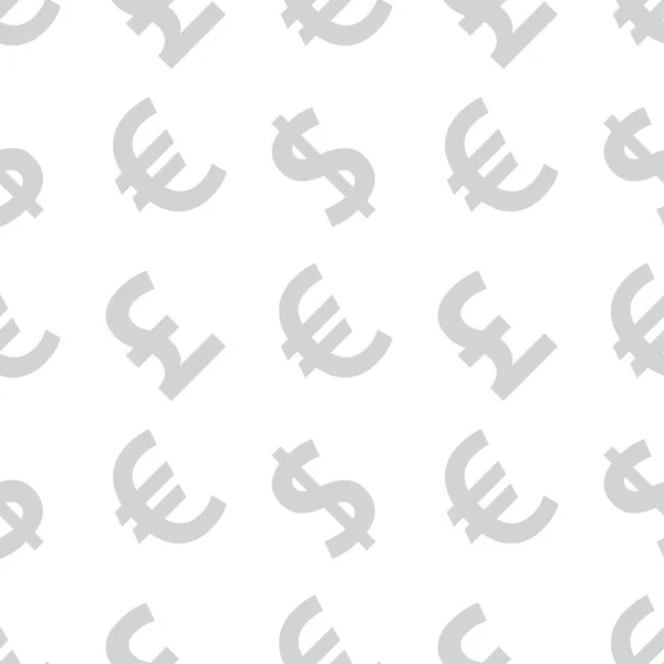 通貨の中立的な背景 灰色の通貨記号の壁紙 世界通貨はベクトルシームレスパターンを符分けます 外貨両替 株式市場 ベクトル — ストックベクタ