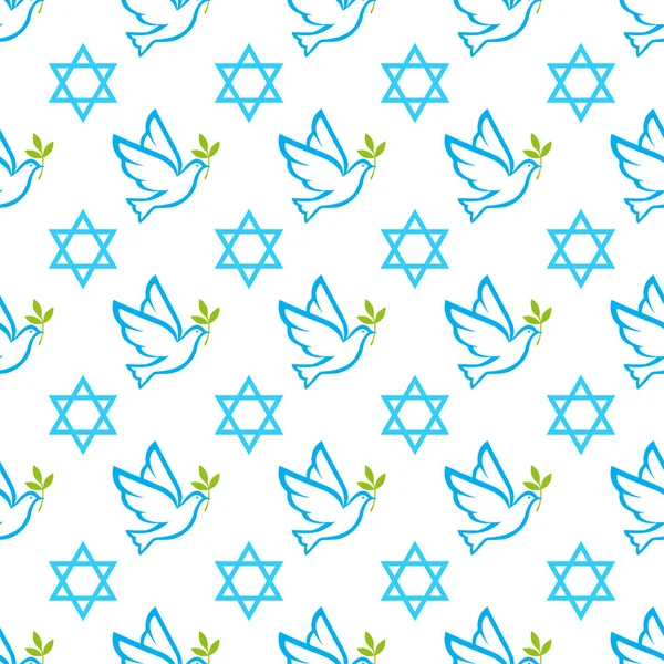 Звезда Давида Бесшовный Фон Шаблона День Независимости Израиля Открытки Хануку — стоковый вектор