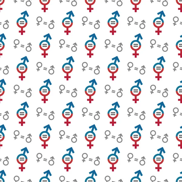 Seamless gender equality concept pattern. Male and female equality concept. The equality of men and women. Equal rights concept. Women's rights. - Vector