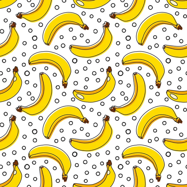Nahtloses Vektormuster Aus Gelben Bananen Auf Dem Hintergrund Handgezeichnete Bananen — Stockvektor