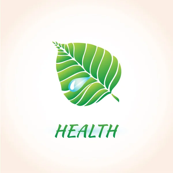 Green Leaf Water Drop Healthcare Homeopatia Logo Vector Illustration Ecology — Stock Vector