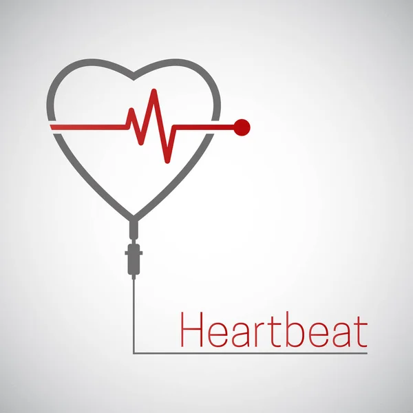 Kalp Atışı Vektör Simgesi Kalp Atışı Nabzı Ile Infüzyon Kardiyoloji — Stok Vektör