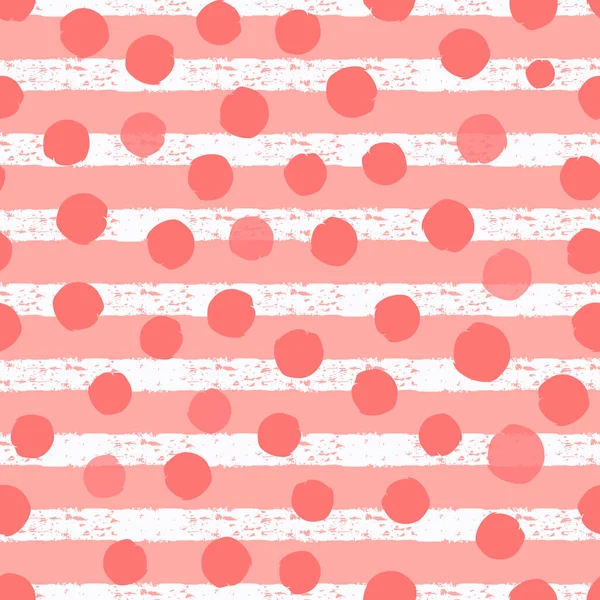 包装紙 織物などのためのドットと手描きの縞模様のシームレスなピンクのパターン — ストックベクタ
