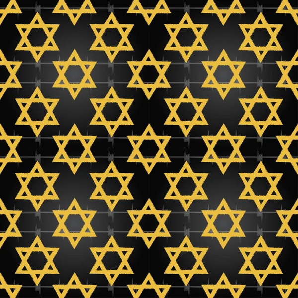 Holocaust Remembrance Day Background Janvier Étoiles Juives Jaunes Avec Fil — Image vectorielle