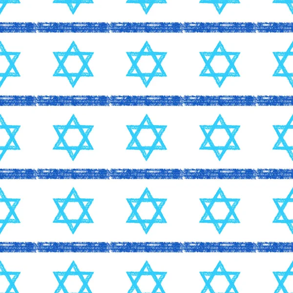 Étoiles David Fond Motif Sans Couture Jour Indépendance Israël Carte — Image vectorielle